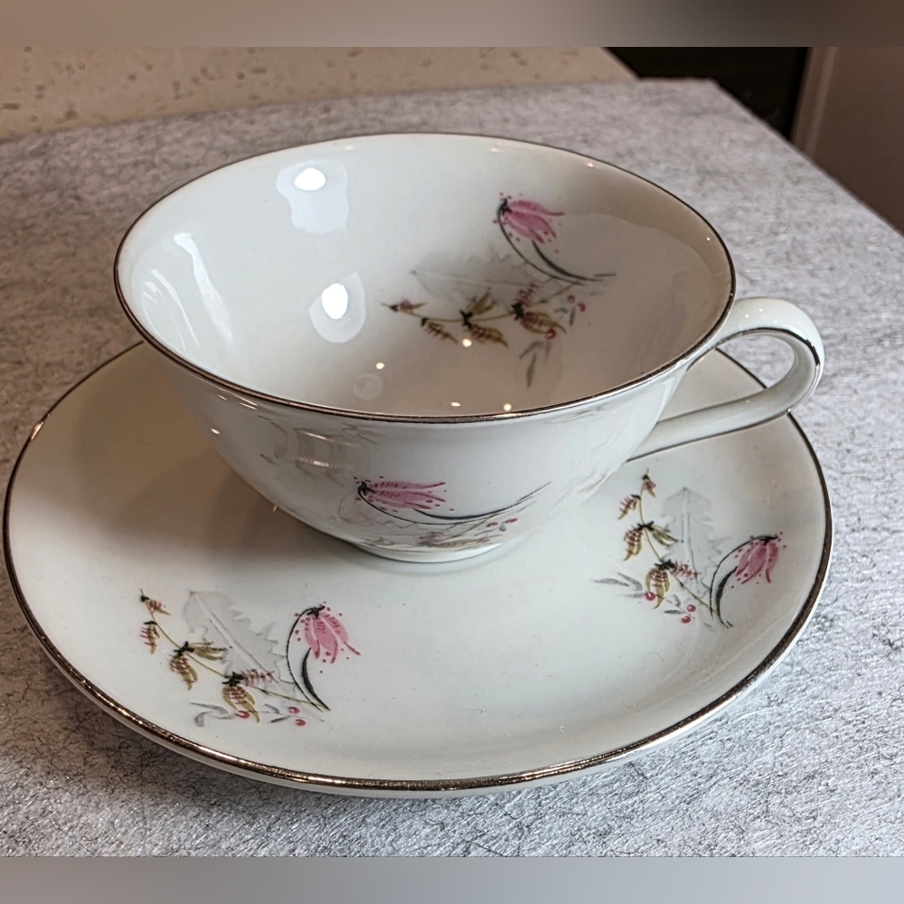 Vintage Royal Duchess Bavaria Fine China teacup and saucer with floral design.